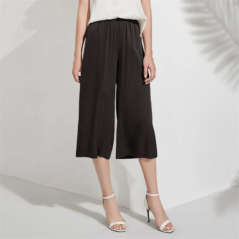 Pantalones cortos de seda para mujer Pantalones culotte de seda sueltos - Imagen 6