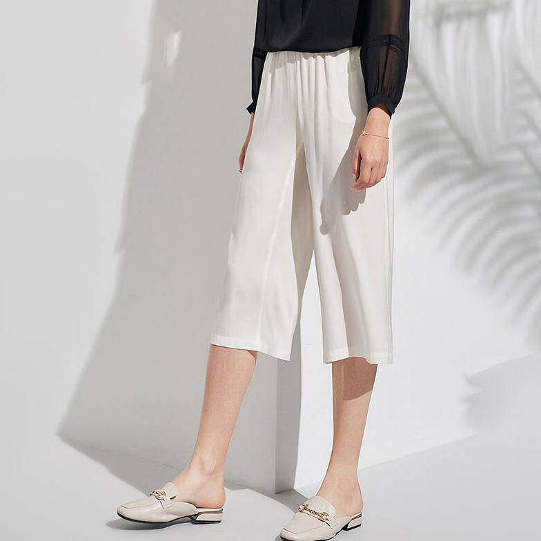 Pantalones cortos de seda para mujer Pantalones culotte de seda sueltos - Imagen 4