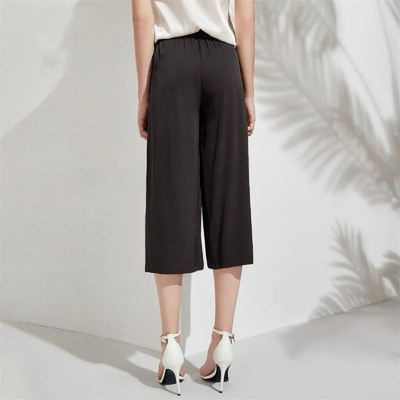 Pantalones cortos de seda para mujer Pantalones culotte de seda sueltos - Imagen 8