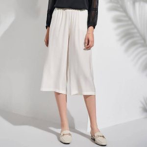 Pantalones cortos de seda para mujer Pantalones culotte de seda sueltos