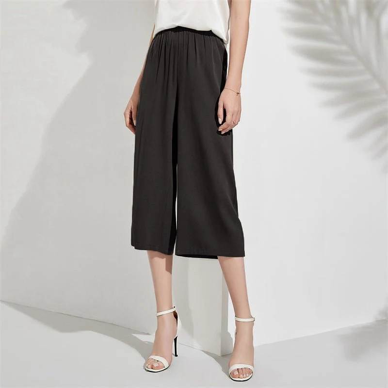 Pantalones cortos de seda para mujer Pantalones culotte de seda sueltos - Imagen 7