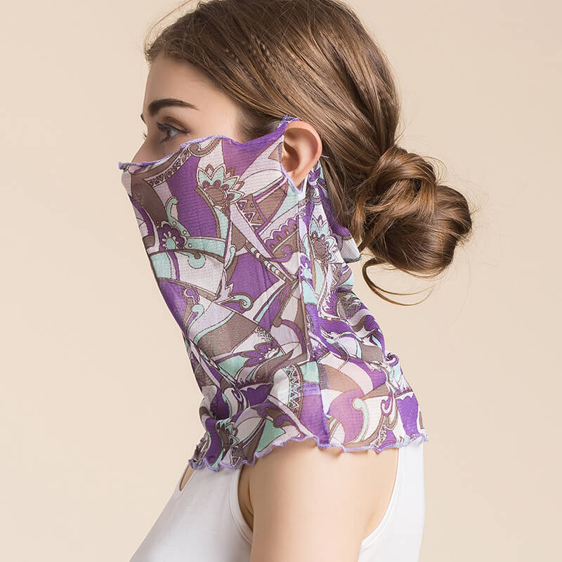 Bufanda de seda estampada floral de las mascarillas de la polaina del cuello para las mujeres - Imagen 4