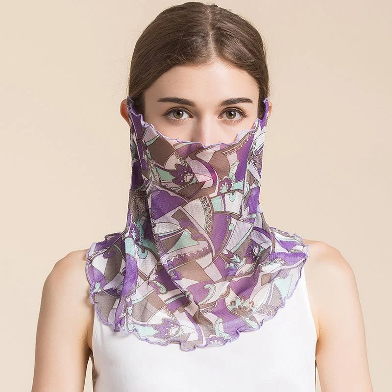 Bufanda de seda estampada floral de las mascarillas de la polaina del cuello para las mujeres - Imagen 3