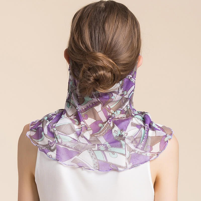 Bufanda de seda estampada floral de las mascarillas de la polaina del cuello para las mujeres - Imagen 5