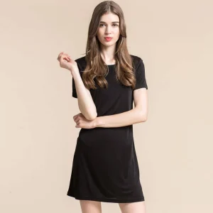 Nightdress de punto de seda Camisilla de seda de manga corta