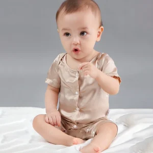 Baby Silk Momper Bodysuit de seda para bebés Pajamas de seda de una pieza bebés y niños pequeños