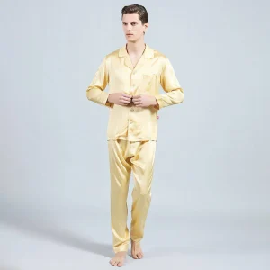 Pijamas de Seda para Hombre Manga Larga