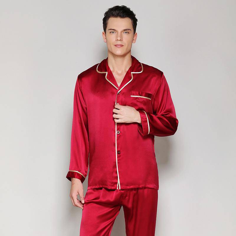 Pajama de pareja de seda Pajamas de seda pura a juego - Imagen 6