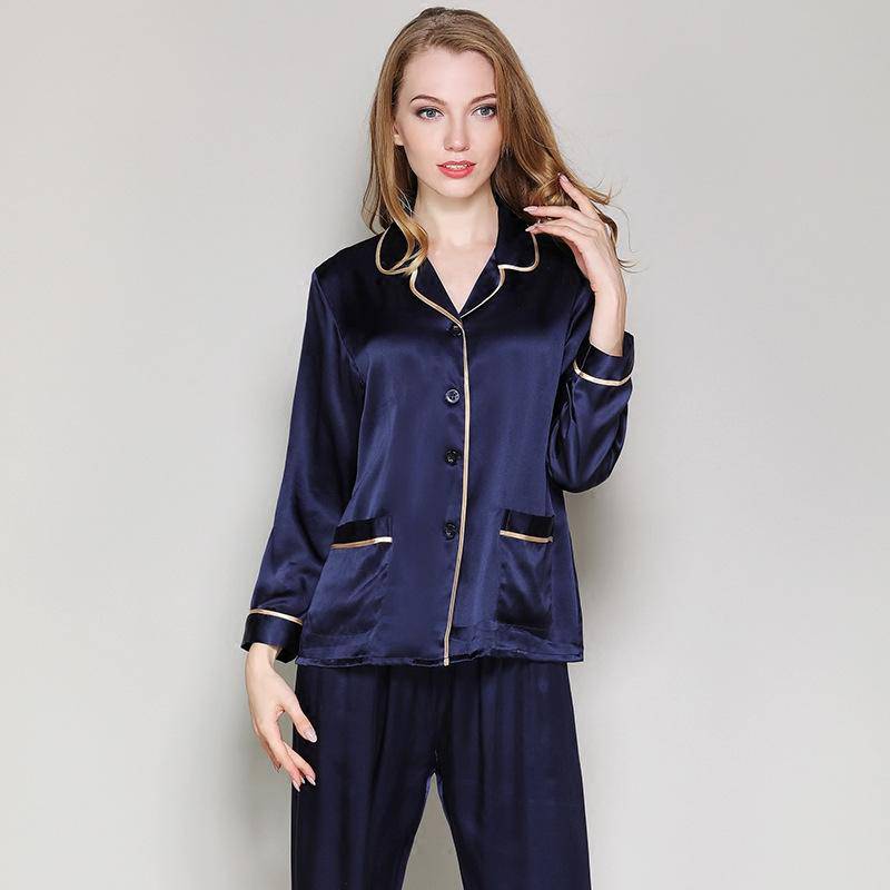 Pajama de pareja de seda Pajamas de seda pura a juego - Imagen 8