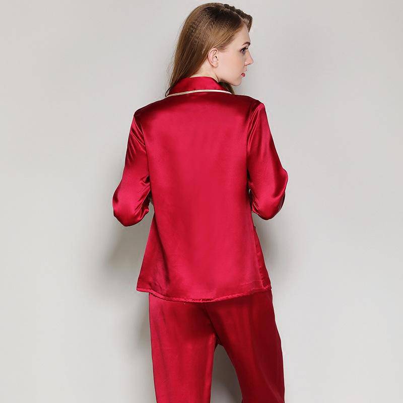 Pajama de pareja de seda Pajamas de seda pura a juego - Imagen 4