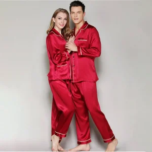 Pajama de pareja de seda Pajamas de seda pura a juego