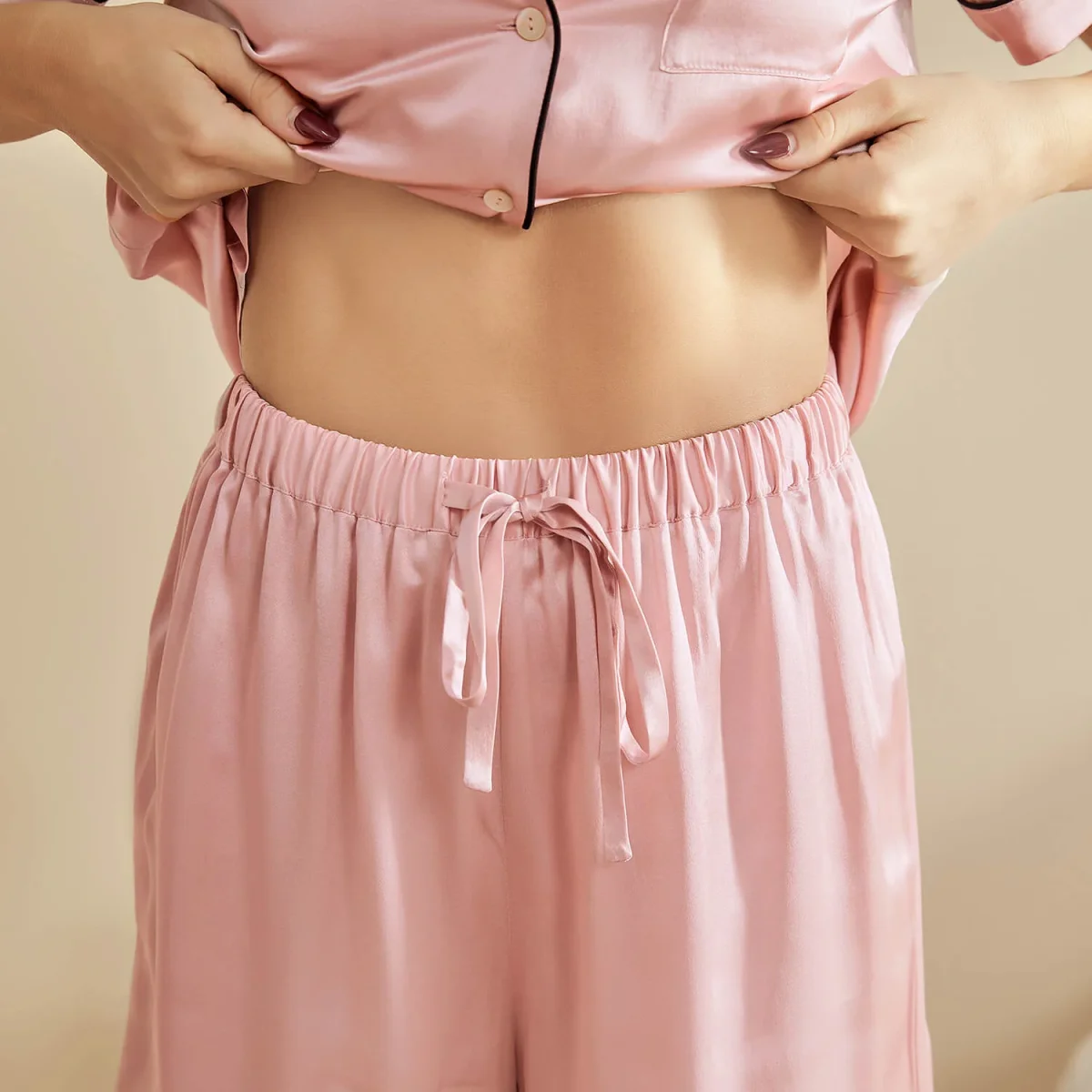 Pijamas cortos de seda para mujer El mejor conjunto de pijamas cortos de seda - Imagen 9