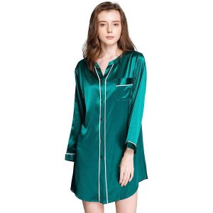 Camisón de seda para mujer Camisón de seda con botones