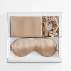 Silk Travel Set 4 PCS Case de almohada de seda Scrunchy and Eyebrask