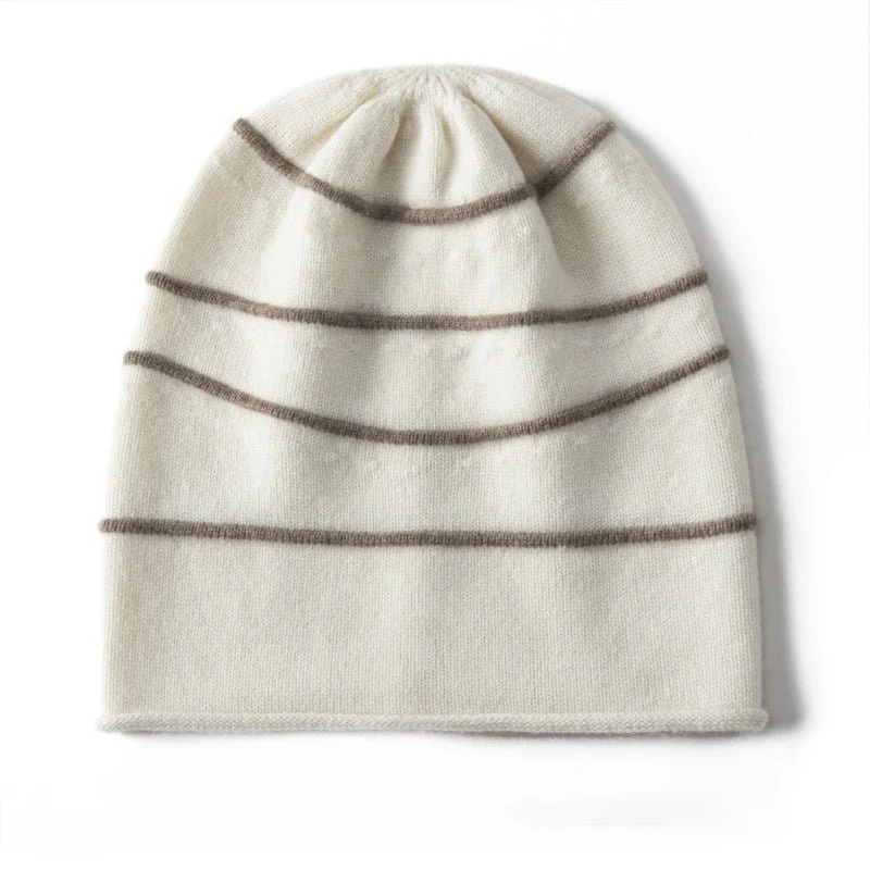 Gorro De Cachemira Pura A Rayas Gorro De Invierno De Cachemira Con Rayas Horizontales
