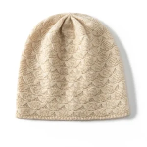 Gorro de cachemira texturizado para mujer Gorro de cachemira con estampado de vieiras
