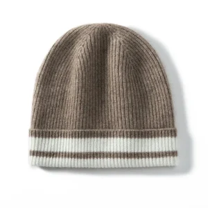 Sombrero puro de gorro de cachemir con rayas gruesas de cachemira de invierno