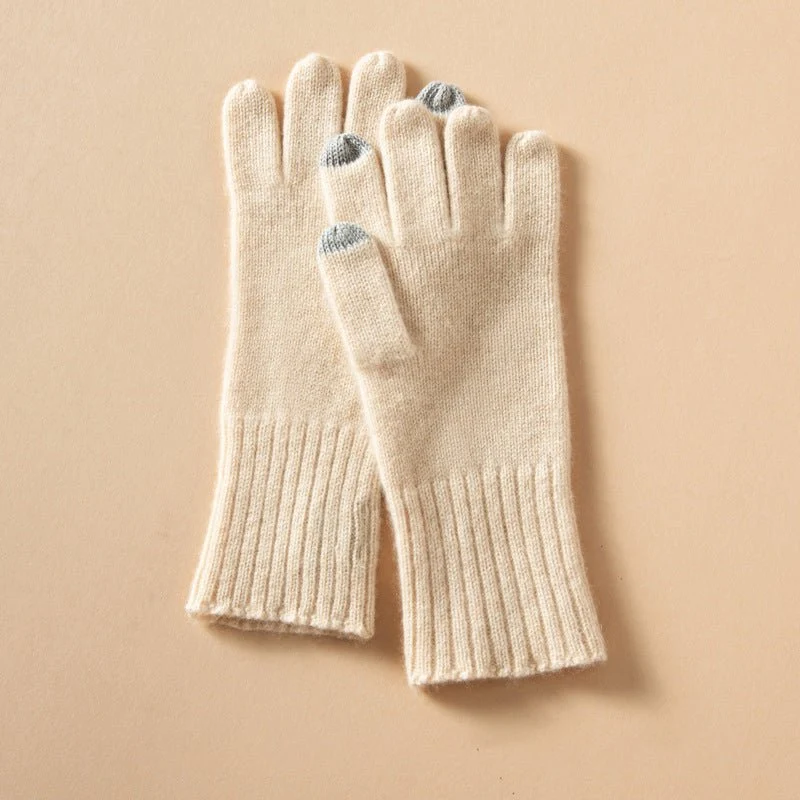 Guantes de cachemira con pantalla táctil Guantes unisex de cachemira acanalados