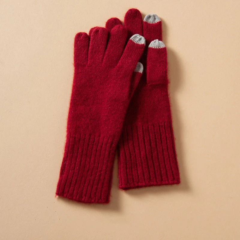 Guantes de cachemira con pantalla táctil Guantes unisex de cachemira acanalados - Imagen 6
