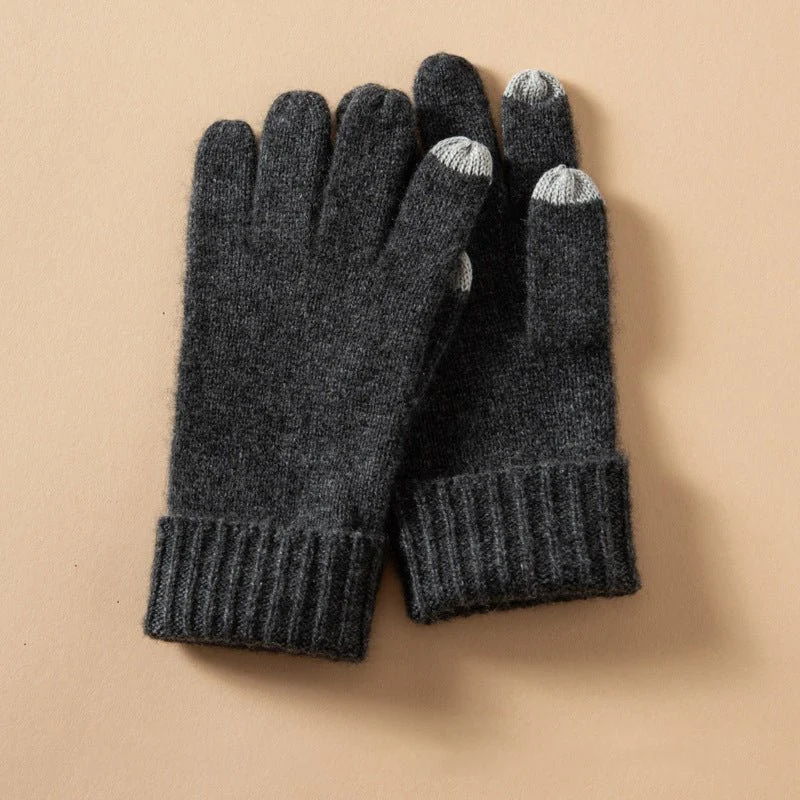 Guantes de cachemira con pantalla táctil Guantes unisex de cachemira acanalados - Imagen 5