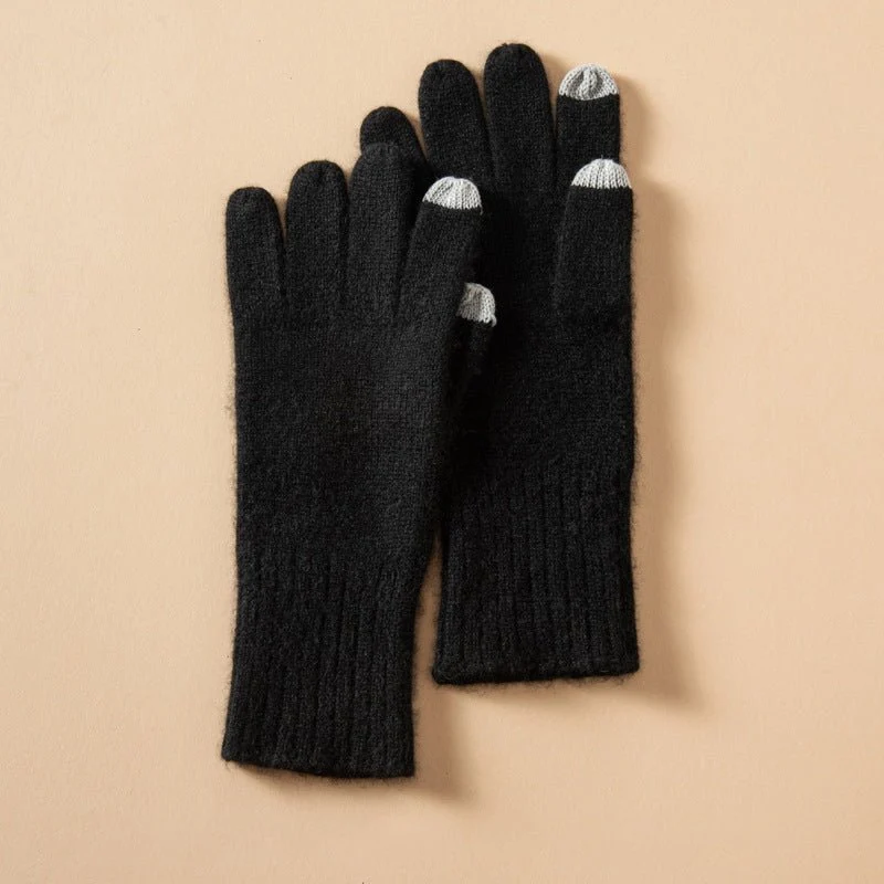Guantes de cachemira con pantalla táctil Guantes unisex de cachemira acanalados - Imagen 4