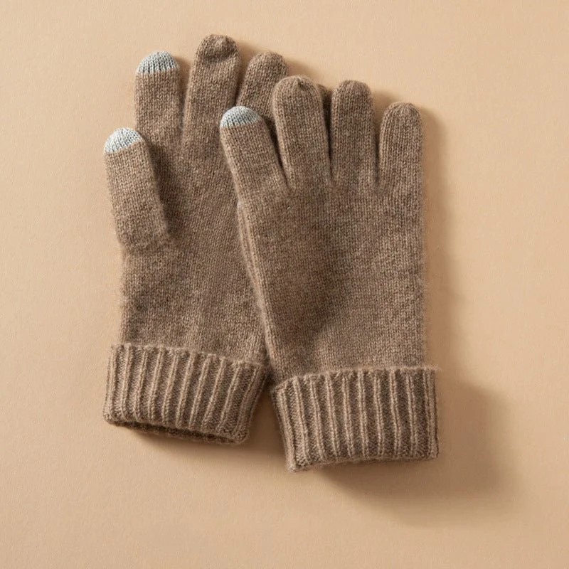 Guantes de cachemira con pantalla táctil Guantes unisex de cachemira acanalados - Imagen 3