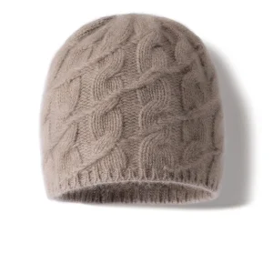 Gorro unisex de cachemir tejido con ochos Gorro de cachemira grueso con ribete acanalado