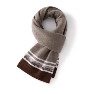 Bufanda de cachemira unisex con abrigo de cachemira de punto suave tejido en contraste