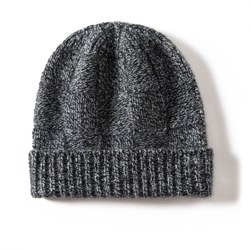 Gorro unisex de cachemira a cuadros con ala acanalada de punto de cachemira - Imagen 8