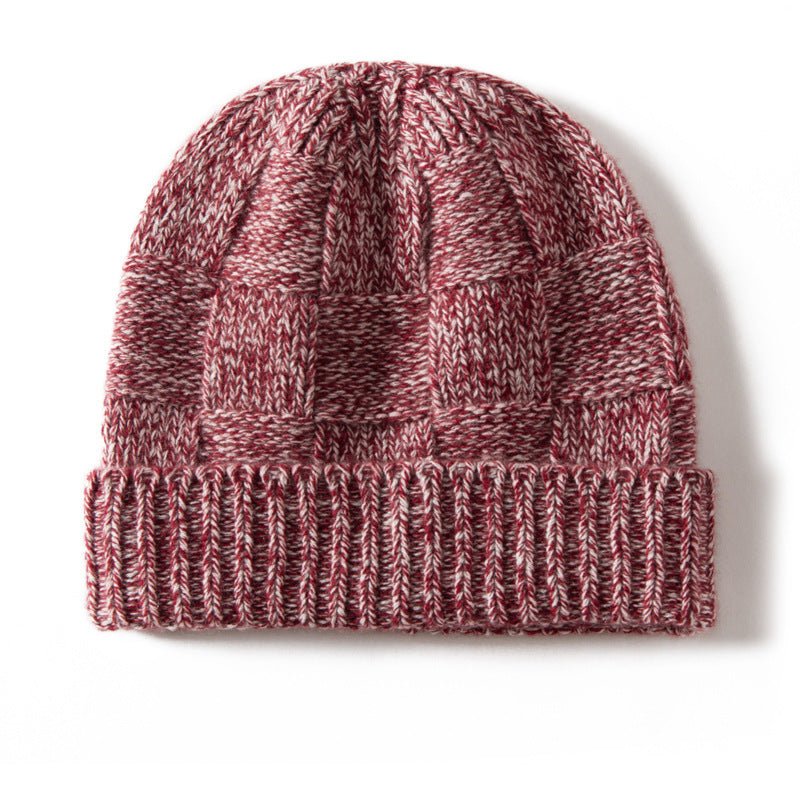 Gorro unisex de cachemira a cuadros con ala acanalada de punto de cachemira - Imagen 9