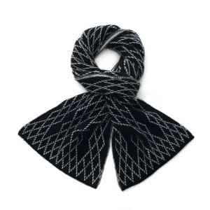 Bufanda unisex de cachemira con punto de diamante geométrico, urdimbre larga de cachemira