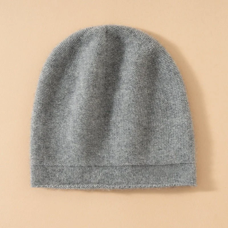 Gorro de punto de cachemira pura unisex Gorro de cachemira con borde rizado - Imagen 5