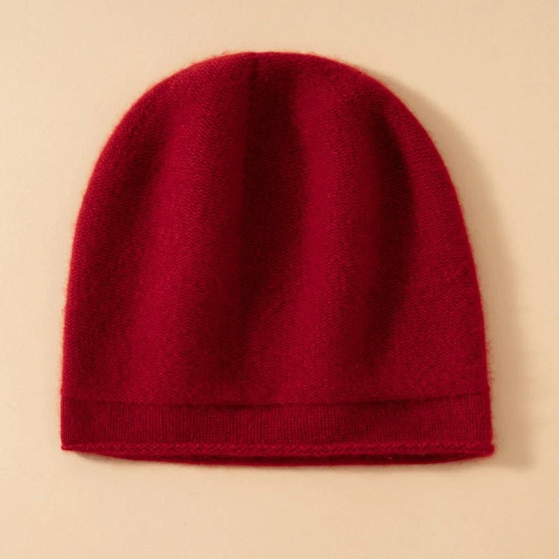 Gorro de punto de cachemira pura unisex Gorro de cachemira con borde rizado - Imagen 8