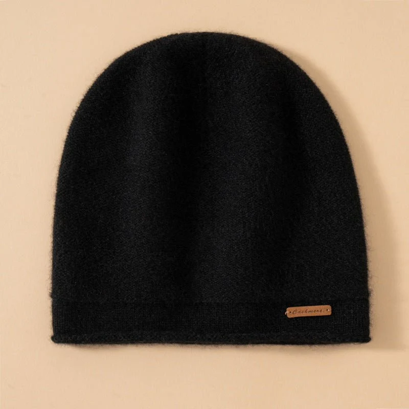 Gorro de punto de cachemira pura unisex Gorro de cachemira con borde rizado - Imagen 7