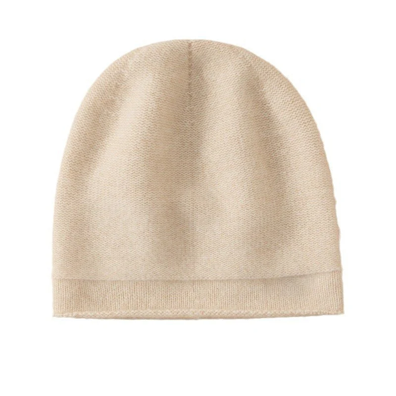 Gorro de punto de cachemira pura unisex Gorro de cachemira con borde rizado - Imagen 4