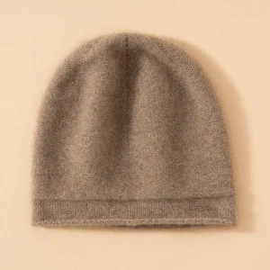 Gorro de punto de cachemira pura unisex Gorro de cachemira con borde rizado