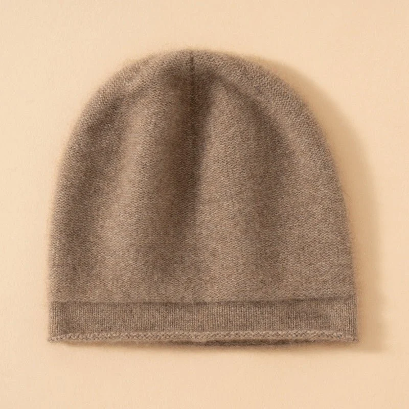 Gorro de punto de cachemira pura unisex Gorro de cachemira con borde rizado - Imagen 2