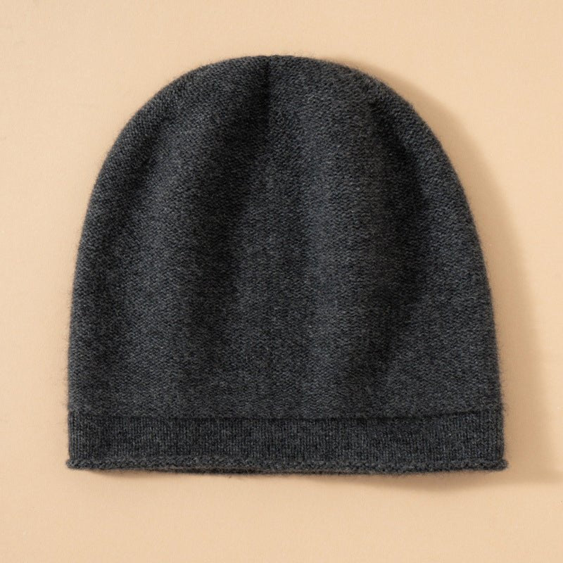 Gorro de punto de cachemira pura unisex Gorro de cachemira con borde rizado - Imagen 6