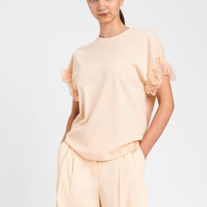 Twinset camiseta algodon detalla plumeti mangas