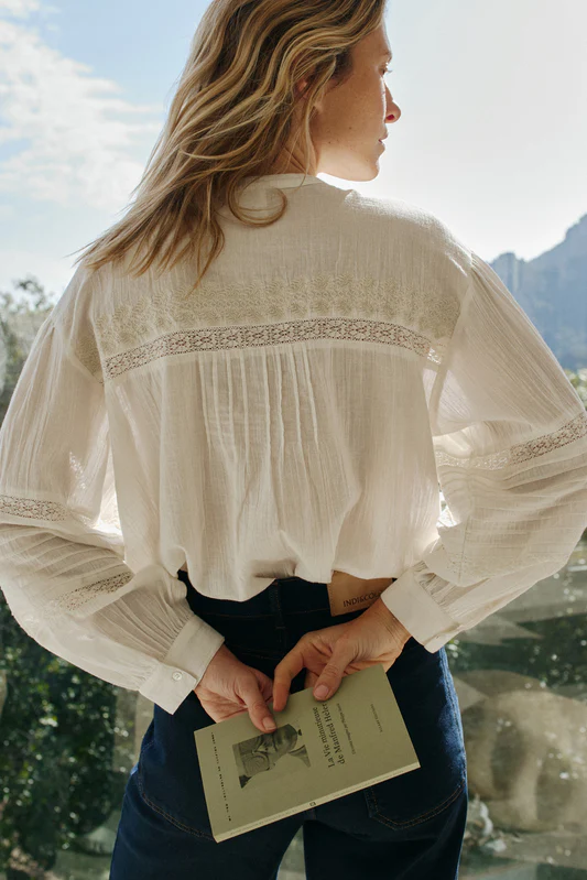 Indi&Cold camisa bordado etnico blanco - Imagen 3