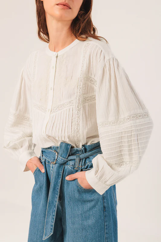 Indi&Cold camisa bordado etnico blanco - Imagen 5