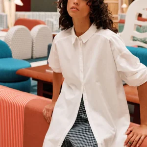 Indi&Cold camisa larga popelin blanca
