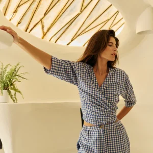 Indi&Cold camisa crop nudo multiposicion azul