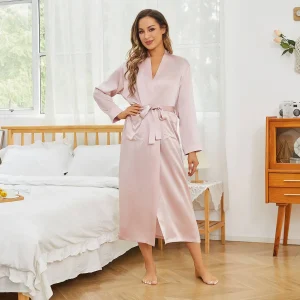 Túnicas de seda largas para mujeres 100% de mulberry puro bata de baño de seda