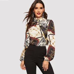 Women estampado de seda de seda mulberry Office Work Silk Wishs