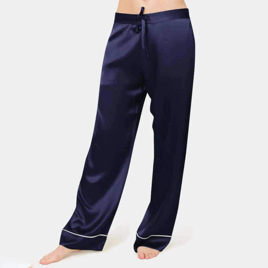 Mujeres pantalones de pijama de seda 100% pantalones de seda pantalones de seda - Imagen 4