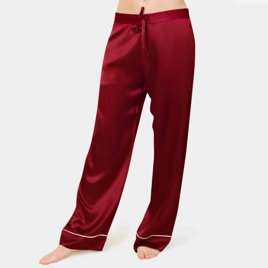 Mujeres pantalones de pijama de seda 100% pantalones de seda pantalones de seda - Imagen 3