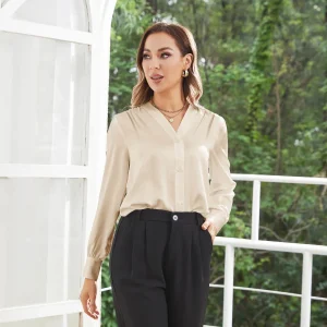 Mujeres V Nube de seda Blusa de mangas de mangas largas Camisas de seda