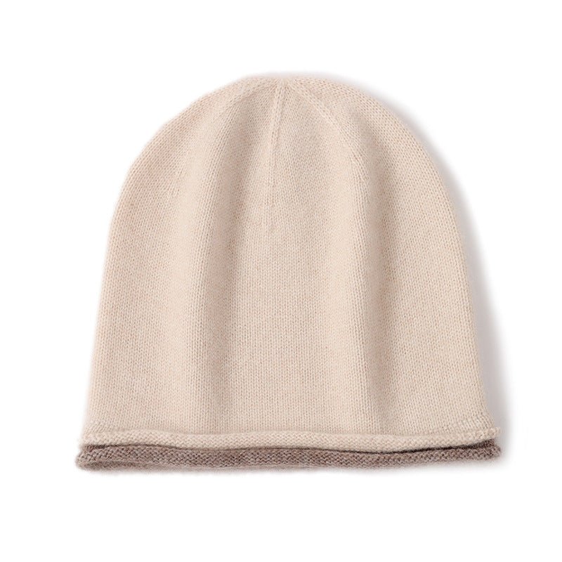 Gorro reversible de cachemira de doble capa para mujer Gorros de cachemira de punto - Imagen 3
