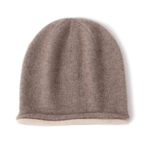 Gorro reversible de cachemira de doble capa para mujer Gorros de cachemira de punto